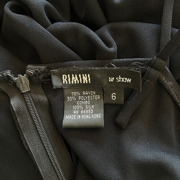 Vintage 90s Black Slip Dress Silk Trim Whimsigoth Quiet Luxury Size 6 - Picture 9 of 10